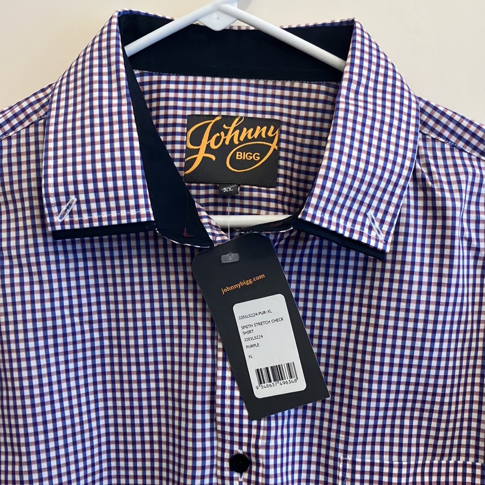 Johnny BIGG Mens NWT Button Down Shirt purple Basket Weave size L (US L, AUS XL)